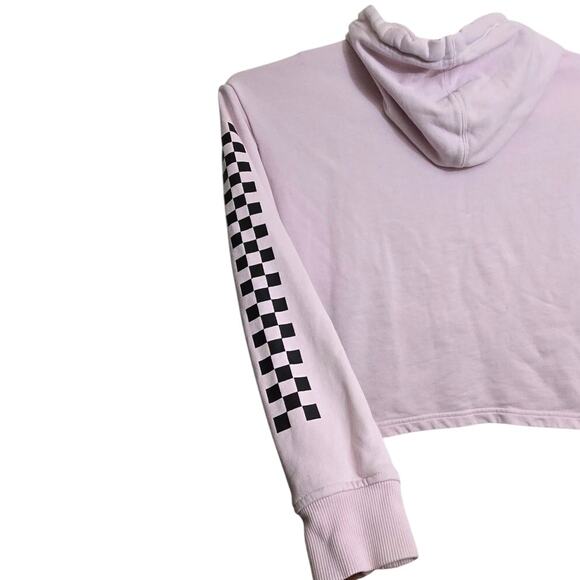 Vans Pink Cropped Hoodie w/ Checker Sleeve – Women’s XS - Picture 6 of 8